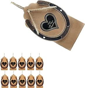 10pcs Good Lucky Horseshoe Keychains Wedding Favors with Kraft Tags Wedding Decorations Party Supplies Gifts for Guest