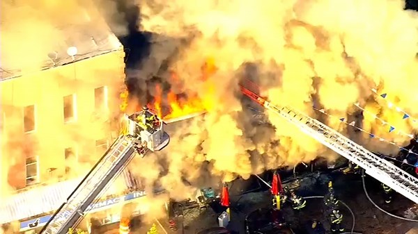 FDNY battles massive supermarket fire that spread to several buildings in Bushwick; 6 injured