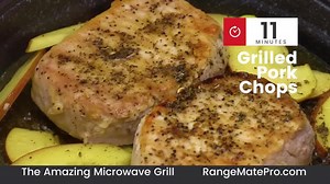 Warm up your weeknight with tender, juicy pork chops and apples. This one-pan meal takes just 11 minutes to prepare. YUM! #MyRangeMatePro | Range Mate Pro