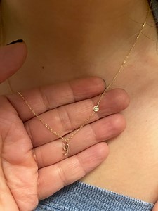 14k Gold Diamond Initial Necklace: Dainty Bezel Letter Pendant - Etsy