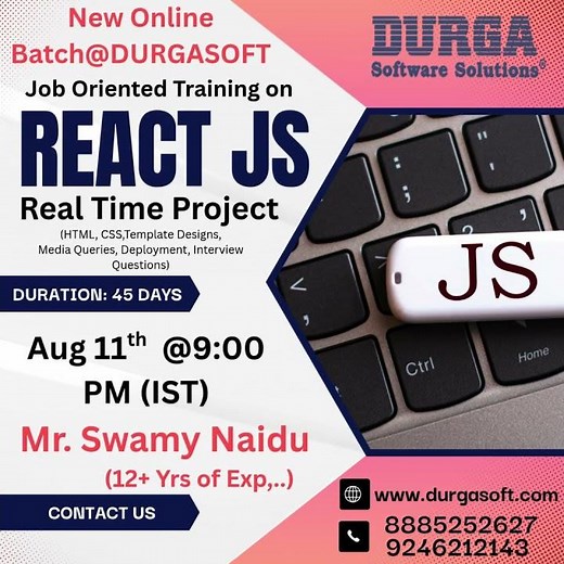 ⚡ Become a React JS Pro with DURGASOFT! ⚡