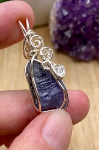 Natural Tanzanite and Herkimer Diamond Wire Wrapped Pendant Crystal HERTANZ1 SME24 - Etsy