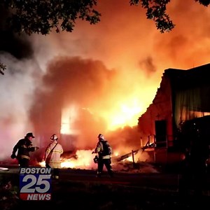 About 80 firefighters from a dozen towns battled a raging fire that tore through a company that makes adhesives on Thursday night. Details: boston25.com/3PzT4X6 | Boston 25 News