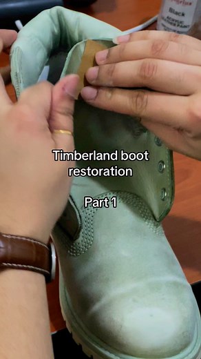 Repaint balik Timberland boot yg kena rendam dlm timba #timberland #restorationvideos #koriumlab | Koriumlab