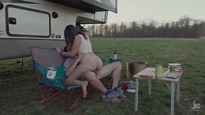 Would you go camping with us? Quick outdoor fuck PAWG creampie