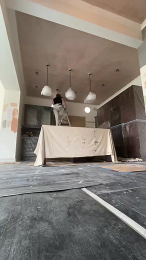 Colour drench in progress! 💗We’re transforming this kitchen using Caparol’s top-tier products — Haftprimer & PU Satin on the woodwork, Premium Clean on the walls, and Capasilan for that flawless ceiling finish.All beautifully colour-matched to F&B's Pink Ground 😍👏🏽This one’s going to be a stunner — stay tuned for the final reveal! | Natalie Raeside Decor and Design