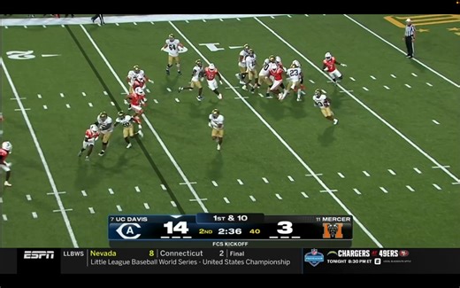 Mic Wasson gets to the ball in a hurry for the tackle for loss! #WeOverMe | Mercer Football