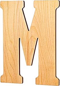 UNFINISHEDWOODCO Wooden Letter Monogram Room Décor - 15 Inches Tall - Unfinished Vintage Wood Letter Large Initials for Bedroom, Wall Decor Above Baby Crib, Nursery or Teen Room - Letter M