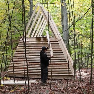 1.2K views · 73 reactions | Construction of an A-shaped house in the forest. | Tiny Home Decor | Facebook
