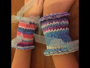 Rainbow loom cuff bracelet no S clips required on round loom frozen inspired