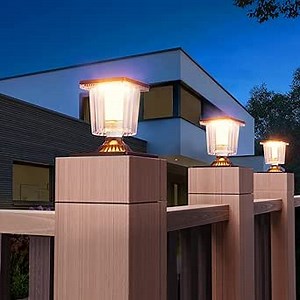 Solar Post Cap Lights Bright,4 Pack Remote Control Waterproof Outdoor Fence Post Lights, Warm/Cool White LED Lighting Garden Patio Pillar Decor Solar Deck Lights for 4x4, 5x5 or 6x6 Wooden Posts