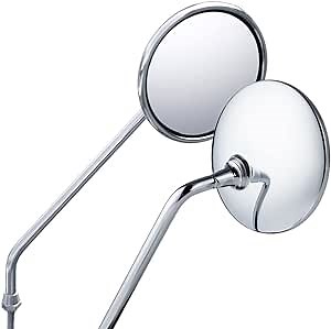 KiWAV Magazi Motorcycle Stainless Steel Mirrors Stan Round Chrome with Long Bolts compatible for Piaggio MP3 Vespa PX