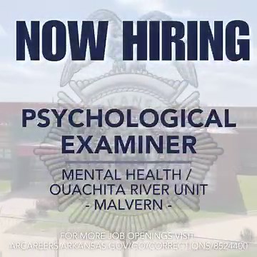 The Arkasnas Division of Correction is currently searching for an individual to fill the role of Psychological Examiner at the Ouachita River Correctional Unit - AR DOC. For more information about this position or to apply, please visit https://bit.ly/ORCU-Psychological-Examiner. | Arkansas Department of Corrections | Facebook