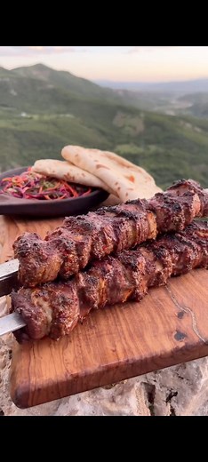 Stuffed tenderloin skewers with view #outdoors #outdoorcooking #asmr #view | Shivansh Raj