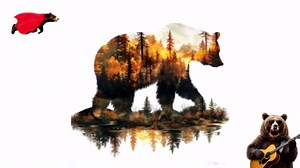 Rustic Bear Shower Curtain Country Wild Animals Forest Bath Curtain Set Mountain Woodland Nature Bear Shower Curtain Rustic with 12 Hooks 36 X 72 Inch