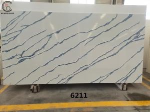 [Hot Item] Artificial Quartz Stone Slab 6211 with Clear Blue Veins