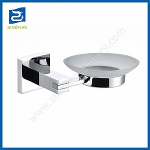 [Hot Item] Modern Square Soap Dish Holder Zinc Bathroom Accessories Glass Dish Holder