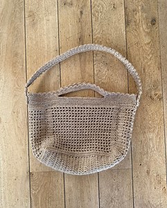 Beige handmade crochet bag - Linen boho handbag for women