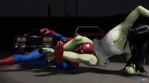 She Hulk pops Spider Man head like blue berry | MvF Mixed Fights on Make a GIF