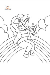 Mewarnai gambar unicorn pelangi (mudah) - Online dan Cetak Gratis!