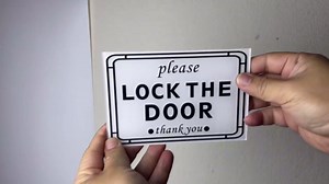 Please Lock The Door Sign, Essentials for Hosts, Acrylic Door Reminder 6" x 4" Polite Thank You Message (White)