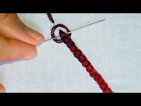 Hungarian Braided Chain Stitch simple border | Hand Embroidery border Designs#38
