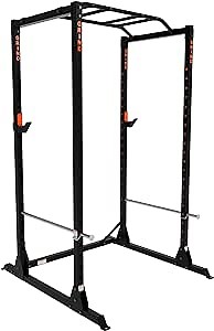 GRIND FITNESS Alpha3000 Power Rack, Squat Rack with Rubber Protected J-Cups, Silver Spotter Arms, 2x2 Uprights, Textured Multi-Grip Pull Up Bar, Heavy Duty J-Cups