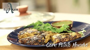 Corn Potato Handvo Recipe is here! The popular Gujarati Snack enjoyed at every get-together, irresistible for kids and adults alike! You can make it at home for your loved ones in a controlled environment with your choice of oil and other ingredients! Crispy from outside, soft inside, and tasty everywhere! | Aanal Kotak