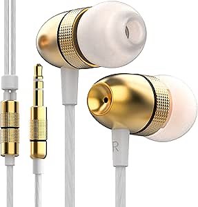 Betron ELR50 Headphones Earphones Wired with Noise Isolating in-Ear Earbuds, Gold