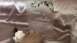 Greenery Hexagonal, Greenery Baptism Invitations,Custom Acrylic Wedding Invitation,Acrylic Invites,White Ink Acrylic Invitation,Eucalyptus Frosted Invitation,Baby Shower Invitations,10pcs