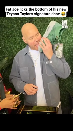 Fat Joe licks the bottom of his new Teyana Taylor's signature shoe 😂