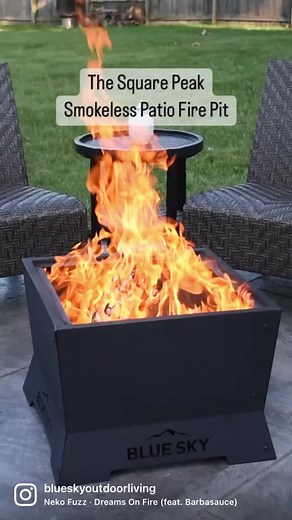 1.6K views · 18 reactions | No more chopping logs! The Square Peak Smokeless Fire Pit has a burn chamber suited to fit standard-length firewood, allowing you to easily stack layers. Available now in a bundle deal for your first backyard fire, only $299.99  | Blue Sky Outdoor Living | Facebook