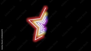 Four animated Neons with progress lines form a star logo with a beautiful color with a black background