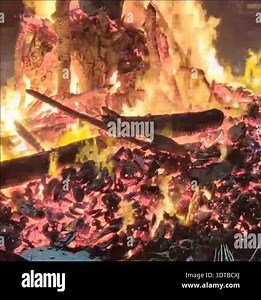 Fire flames on black background, Blaze fire flame texture background, Beautifully, the fire is burning, Fire flames with wood and cow dung bonfire Stock Video Footage - Alamy