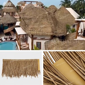 [Hot Item] Waterproof Synthetic Tiki Thatch Fireproof Artificial Palapa Thatch for Install on Open Frame Roof Directly