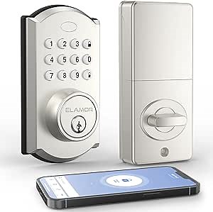 Keyless Entry Door Lock, Smart Lock with Bluetooth APP Control, Digital Deadbolt Lock with Keypads Easy to Install, 50 User Codes, Security Waterproof Smart Locks for Front Door, Home Use