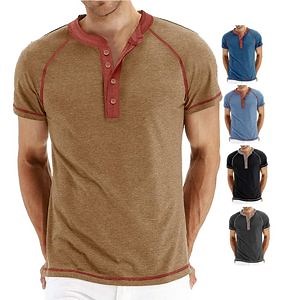 [Hot Item] 180GSM Summer 75% Polyester Breathable Colorbloc Casual Round Neck Short-Sleeved Mens T-Shirt