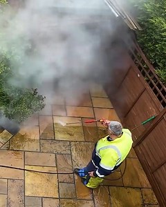 Cleaning a dirty patio with the help of pressure washing machine!🧽🫧 | Rush Brush