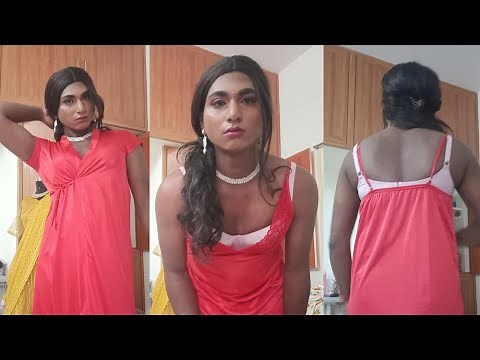 crossdresser in satin nighty! male to female transformation🕺➡️💃😻