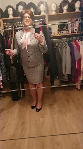 Christina d'Yvon - elegant crossdresser as mature lady in skirt suit and satin blouse
