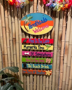 Parrotheads Welcome Hand Painted Oval Wall Hanging Sign, Key West Island Theme Decor, Tiki Bar Outdoor Deck Personalize It Customize It Gift - Etsy