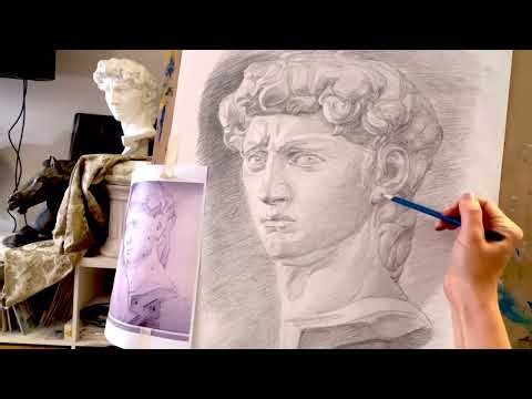 Academic Drawing of a Plaster Head