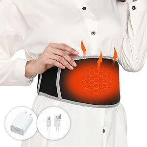Graphene Heating Pad for Back Pain, Far Infrared Heating Waist Belt with 3 Level Temperature Control for Back Pain Menstrual Stomach Cramps Relief with Power Adapter