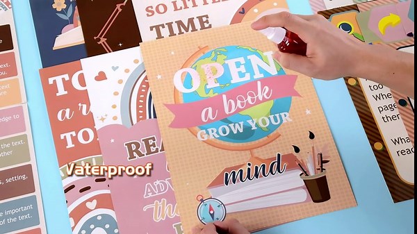 ZOIIWA Boho Rainbow Reading Posters, 15pcs Classroom Decor, Waterproof Paper, Bohemian Style, Wall Art for Library, Study, Home Decor