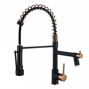 [Hot Item] Luxury Hot Cold Water Tap Sink Mixer Faucet LED Pull out Retractable Spring Commercial Kitchen Sink Faucet