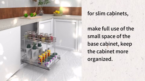 JOWBOOW Under Sink Pull Out Organizer (9.5" W x 18" D), 2 Tier Pull Out Shelves for Narrow Kitchen Cabinets, Metal Sliding Shelves for Under Cabinet, L Shaped Chrome