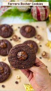 ✨FERRERO ROCHER CHOCO COOKIES 🍪 Heavenly Decadent Cookies 🍪 💕Valentine Recipes - Ep 1 Eggless & made with wheat flour as always💕 Chocolaty, Chewy & decadent, these gorgeous looking ferrero rocher cookies are eggless, made with wheat flour & a hit amongst kids. Flavourful Bakes By Priya❤️ Follow @flavourfulfoodz for more delicious recipes Ferrero rocher cookies : Measurement cup - 200ml Ingredients : Wet ingredients - Butter melted – 1/3rd cup Caster sugar/fine sugar – 1/4th cup Light/dark br