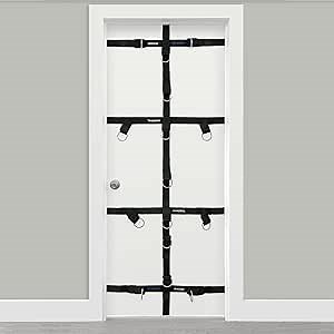 Bodylastics Ultra Door Anchor for Resistance Bands, Heavy-Duty Resistance Band Door Anchors, Resistance Band Wall Anchor with Nylon Webbing, Neoprene Padding, and D-Rings, 30 Connection Points, Black