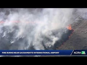 LiveCopter 3 is over a vegetation fire burning in North Natomas.