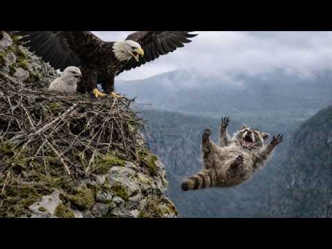 WILDLIFE Battle Fierce Bald Eagle vs Raccoon – Brutal Survival Clash